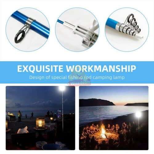 12V Telescopic 4.5m Fishing Rod LED Light, Waterproof, 4600 Lumens etc. - STARTS AT R1 ONLY