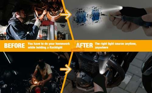 Why holding a flashlight and only have one hand to work use the Glove Light and have both hands free