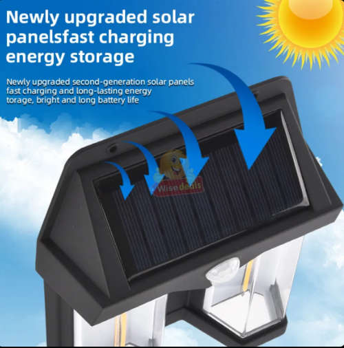 Tungsten Waterproof Solar Motion Wall Light with Rechargeable Solar Battery and 3 Setting Modes
