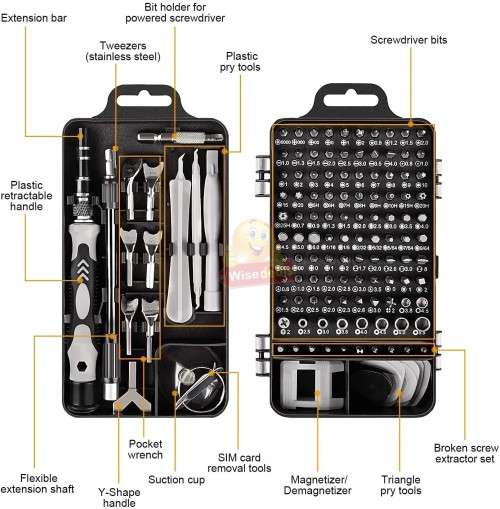 115 in 1 Magnetic Precision Screwdriver Set, Made of Chrome-Vanadium Steel