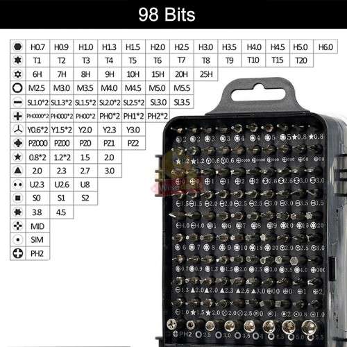 115 in 1 Magnetic Precision Screwdriver Set, Made of Chrome-Vanadium Steel