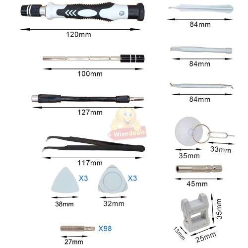 115 in 1 Magnetic Precision Screwdriver Set, Made of Chrome-Vanadium Steel