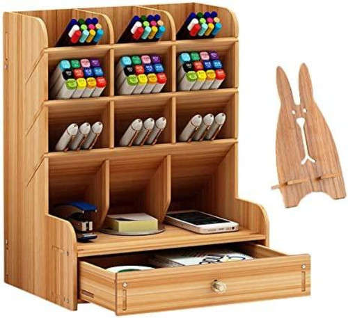 Multi-Function Wooden Desk Organizer and Free Phone Holder