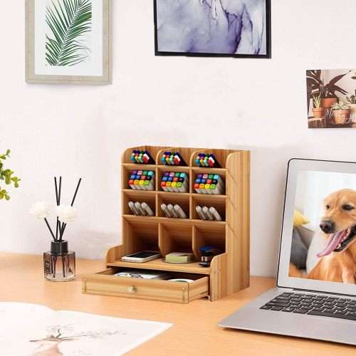 Multi-Function Wooden Desk Organizer and Free Phone Holder