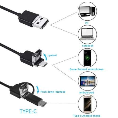 3-in-1 Endoscope Camera with 6 Bright LED Lights