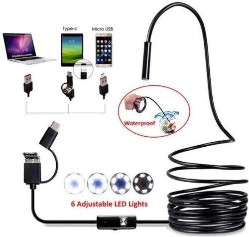 3-in-1 Endoscope Camera with 6 Bright LED Lights