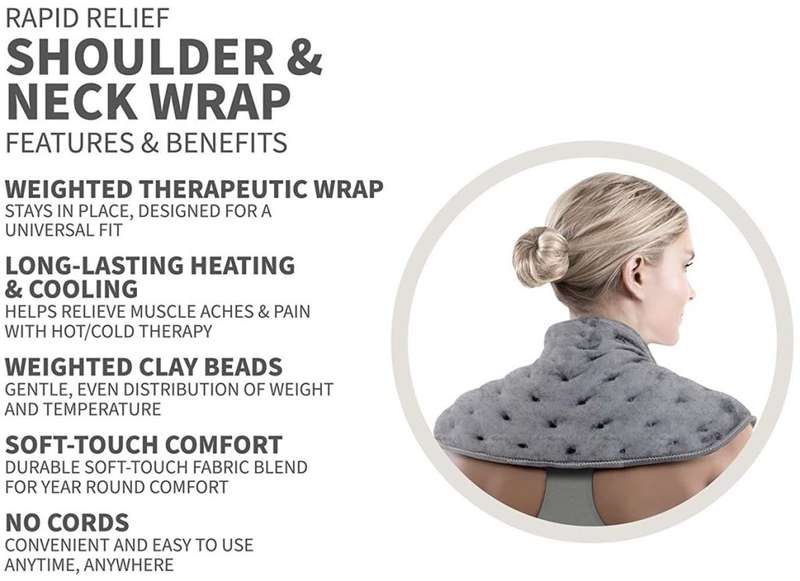 Rapid Relief Neck & Shoulder Wrap get rid of Stress, Strain, Tension and Pain, Hot or Cold