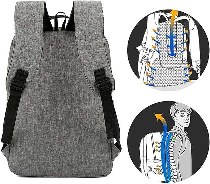 3 Piece Backpack Set, Large Backpack with USB Port and Cable to Charge Devices, Sling and Hand Bag