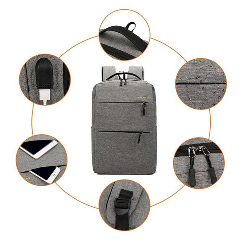 3 Piece Backpack Set, Large Backpack with USB Port and Cable to Charge Devices, Sling and Hand Bag