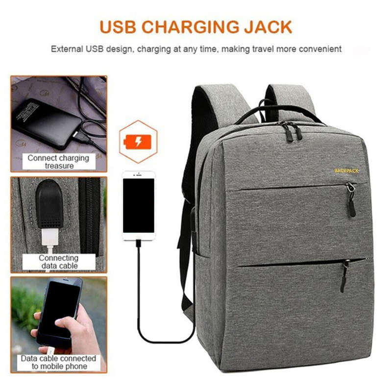 3 Piece Backpack Set, Large Backpack with USB Port and Cable to Charge Devices, Sling and Hand Bag