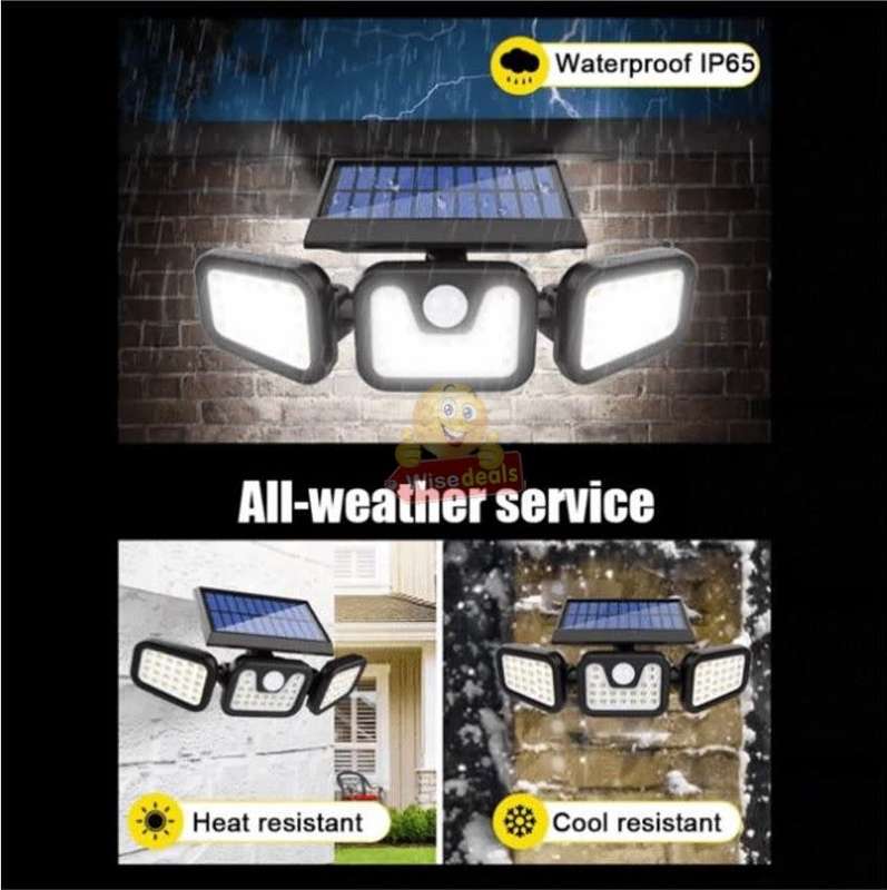 30W Rotatable Three Head Solar Flood Light - 3 Lightning Modes - START R1 ONLY