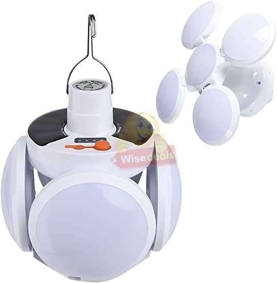 SOLAR 90° Foldable LED Fan Foodball Light, Also Charge with USB, Built-in Lithium Battery,Waterproof