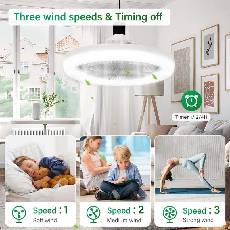 30W LED Light with Build-in Fan with 3 Speed Settings