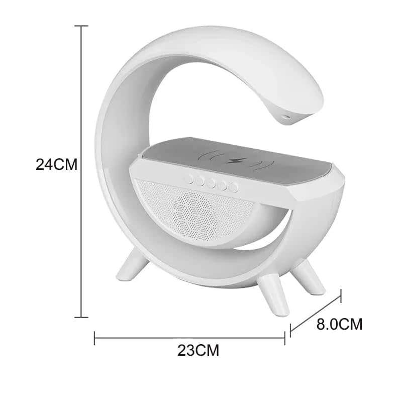 Large Bluetooth 360° Surround Sound Speaker and Wireless Charger, FM Radio with Colourful Lights