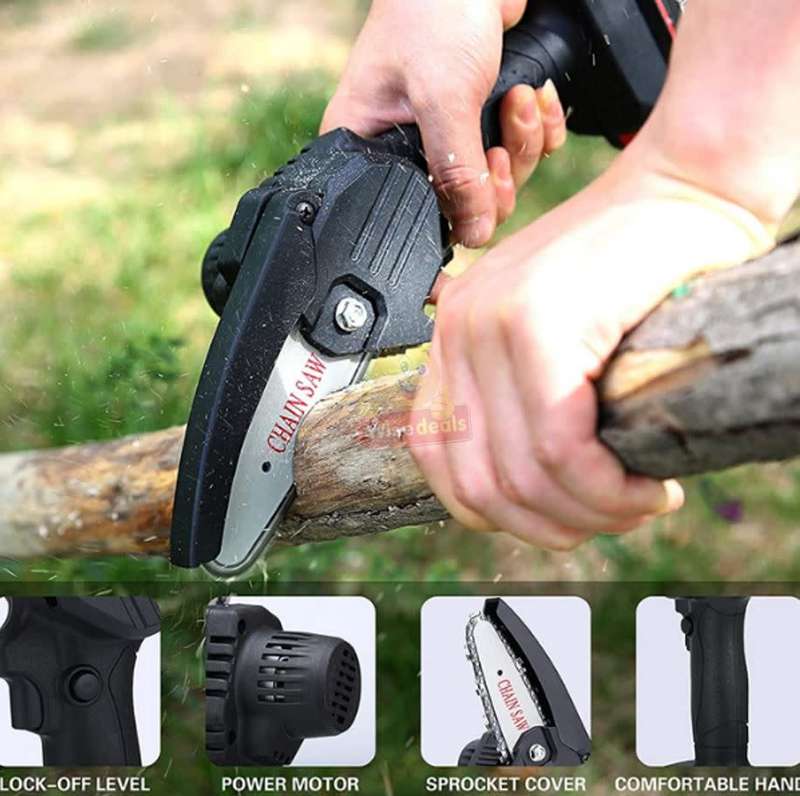 550W Cordless Chainsaw with 24V Lithium Battery, Wrench, Screwdriver & Charger