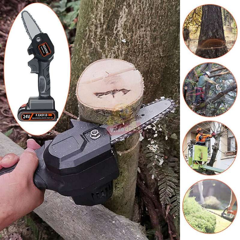 550W Cordless Chainsaw with 24V Lithium Battery, Wrench, Screwdriver & Charger