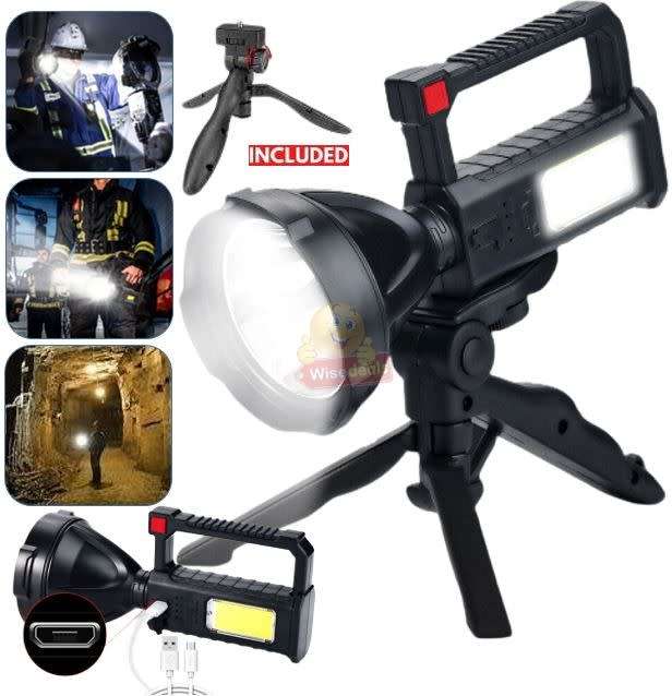 Super Far Distance LED Search and Flash Light and Tripod, USB Interface, Mobile Power Bank
