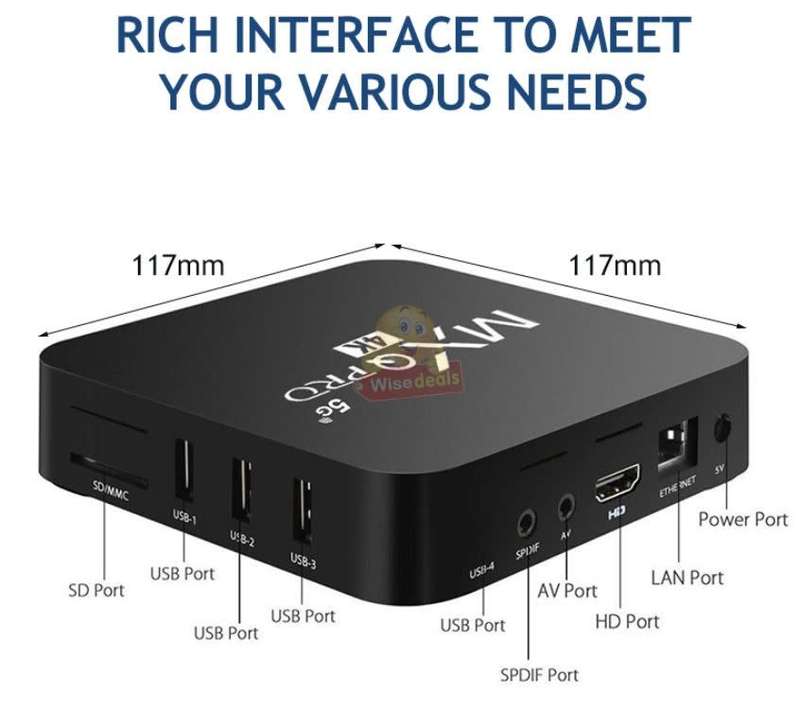 4K MXQ Pro 5G Android TV Box, Android 11.1 4G + 32G