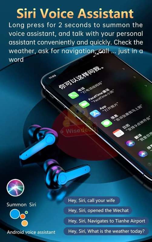 LED Display M19 Wireless Bluetooth Earbuds with Siri Voice Assistant, Waterproof, Power Bank