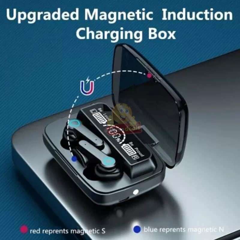 LED Display M19 Wireless Bluetooth Earbuds with Siri Voice Assistant, Waterproof, Power Bank