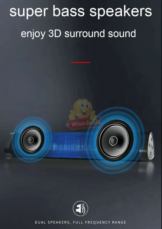 Smart Wireless Bluetooth Sound Bar with Stereo Sound Quality, Support MP3, TF Card, USB & AUX Input