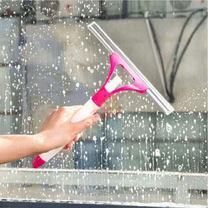 Car Window Scraper with attached Sprayer - Effortlessly Clean Mirrors, Screens, and Bathroom Surface