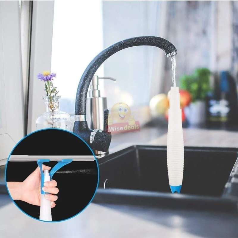 Car Window Scraper with attached Sprayer - Effortlessly Clean Mirrors, Screens, and Bathroom Surface