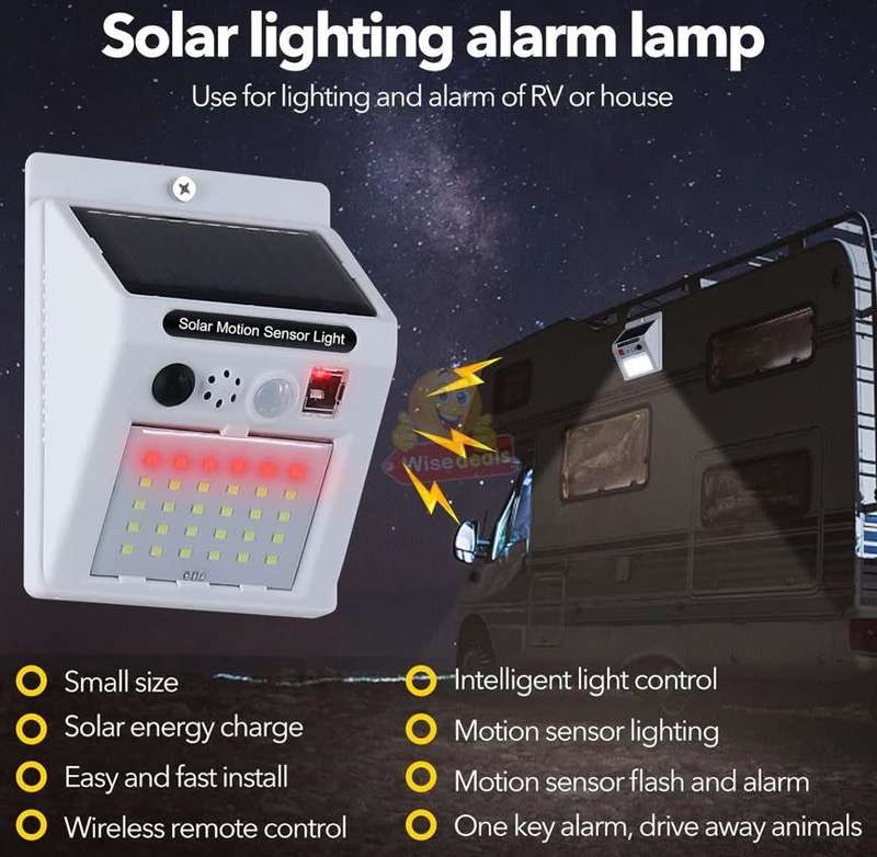 Solar Sound and Alarm Wall Light with 3 Setting Modes, Auto-sensing, No Wiring required - START R1