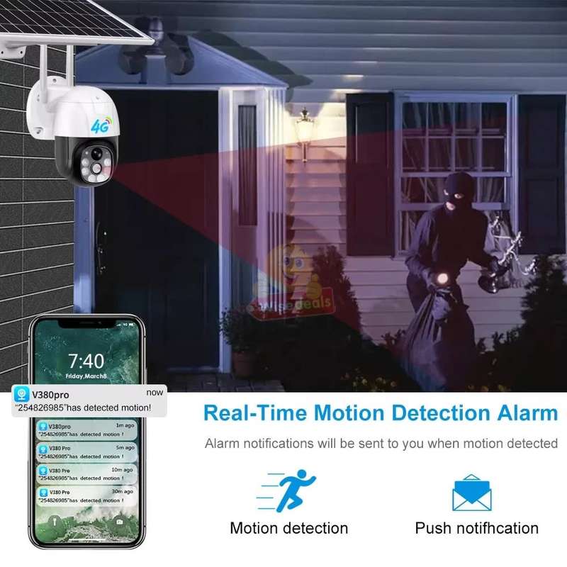 4G Waterproof IP WIFI SOLAR Camera, V380 PRO APP, Sim Card Slot - START AT R1 ONLY