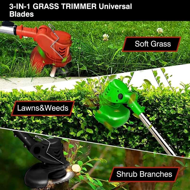 24V Lithium Battery Rechargeable Wireless Lawn Mower and Grass Cutter with lots of Accessories