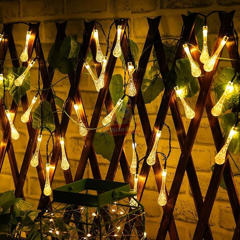 5m Waterproof SOLAR Powered Water Drop String Light Set  Zero Electricity
