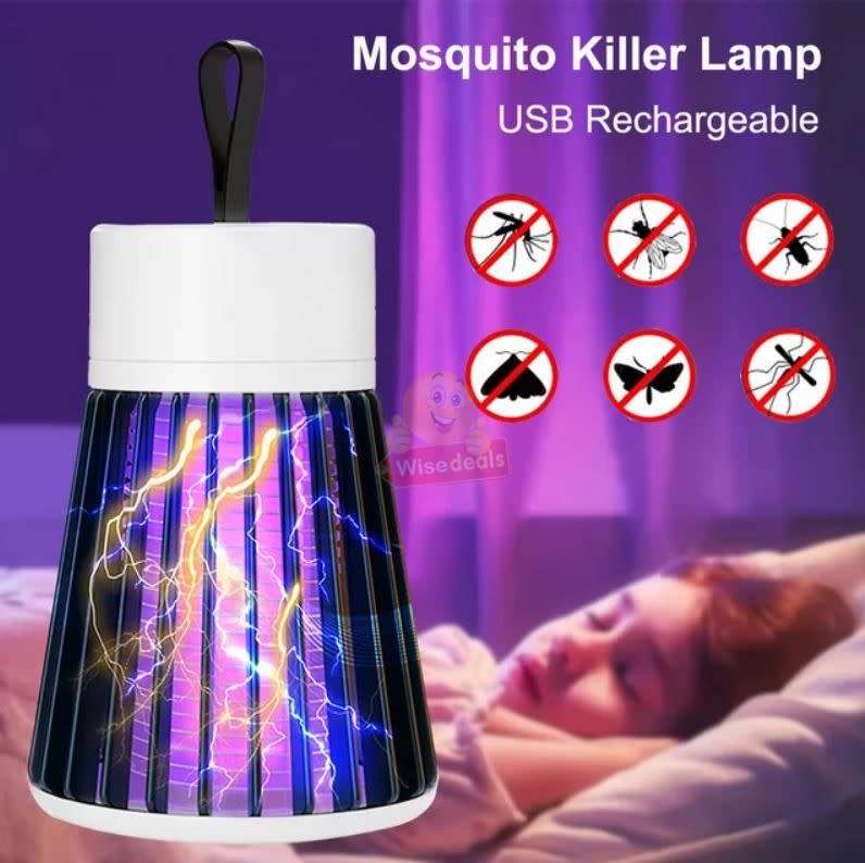 USB Rechargeable 360 Degree Powerful Mosquito Killer Light with Handle - Purple and White