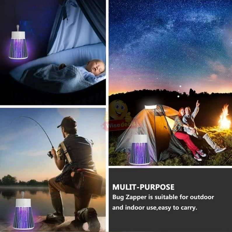 USB Rechargeable 360 Degree Powerful Mosquito Killer Light with Handle - Purple and White