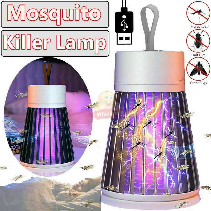 USB Rechargeable 360 Degree Powerful Mosquito Killer Light with Handle - Purple and White