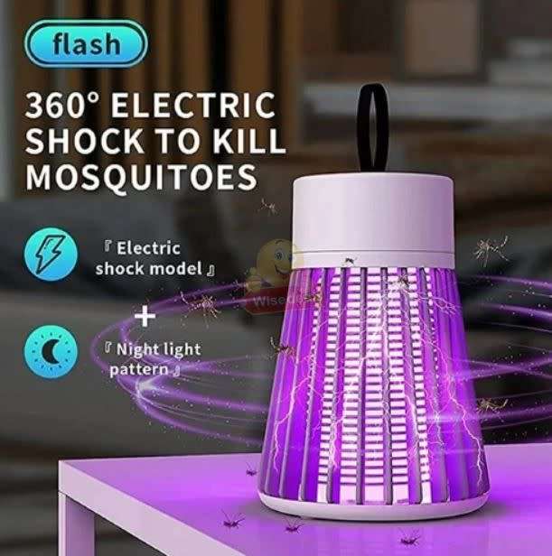 USB Rechargeable 360 Degree Powerful Mosquito Killer Light with Handle - Purple and White