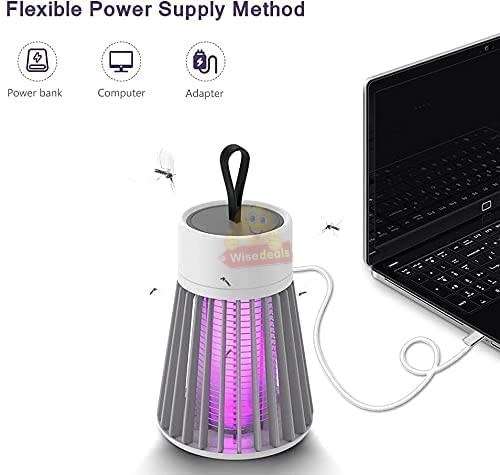 USB Rechargeable 360 Degree Powerful Mosquito Killer Light with Handle - Purple and White