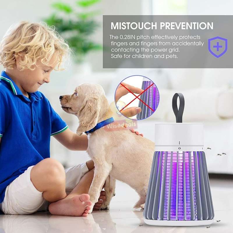USB Rechargeable 360 Degree Powerful Mosquito Killer Light with Handle - Purple and White
