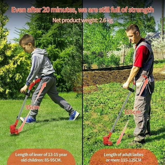 3 in 1 Cordless 12V Lawn Mower and Grass Cutter with Lithium Battery , Extendable and Foldable