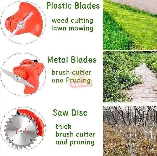 3 in 1 Cordless 12V Lawn Mower and Grass Cutter with Lithium Battery , Extendable and Foldable