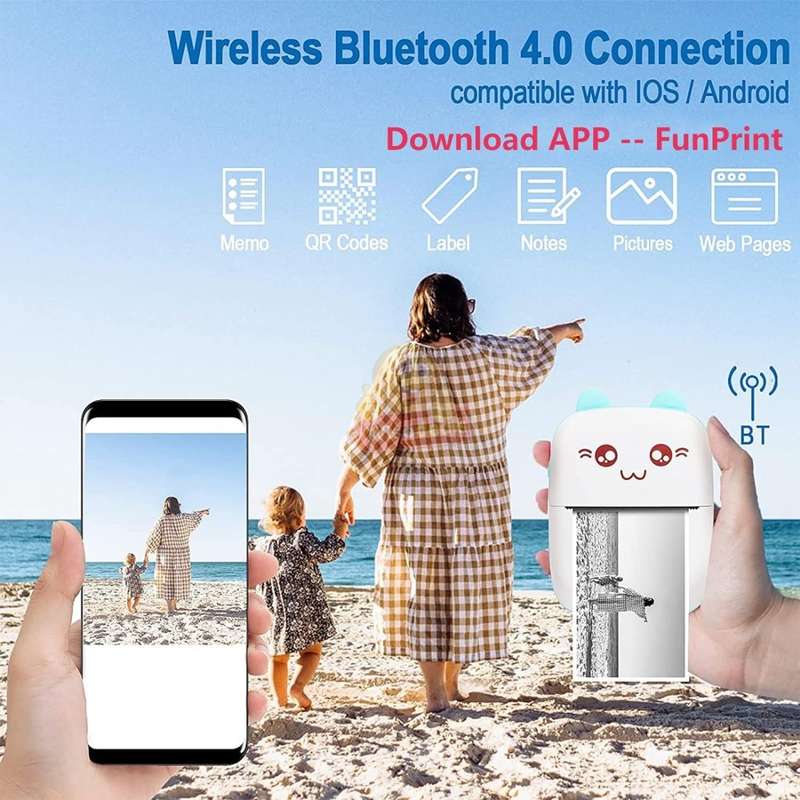 Bluetooth Thermal Printer APP for Android and Ios, Built-in Rechargeable Battery