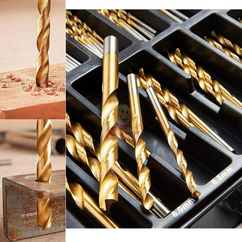 99 Piece Titanium High Speed Steel Twist Drill Bit Set in Handy Carry Case
