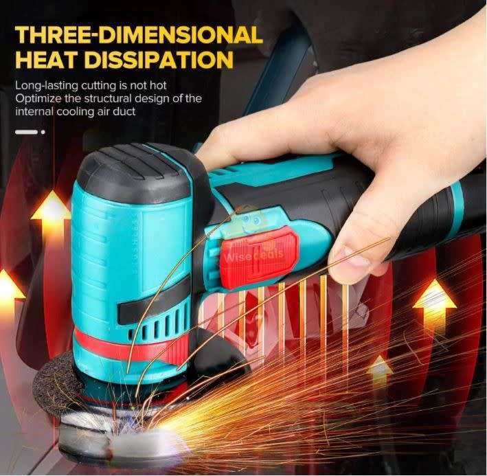 Cordless Rechargeable Angle Grinder Kit with 2 X Discs, Wrench, 2 X 12V Lithium Batteries & Case -R1