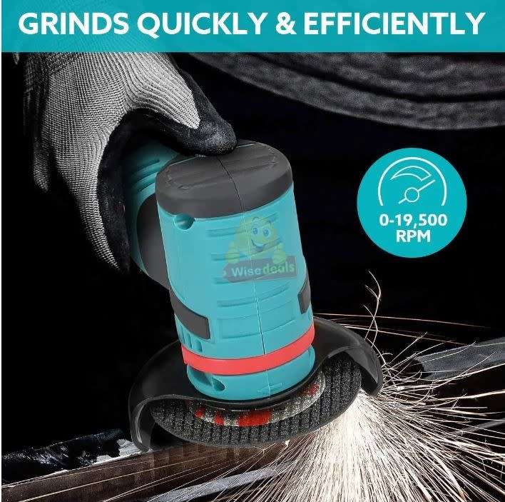 Cordless Rechargeable Angle Grinder Kit with 2 X Discs, Wrench, 2 X 12V Lithium Batteries & Case -R1