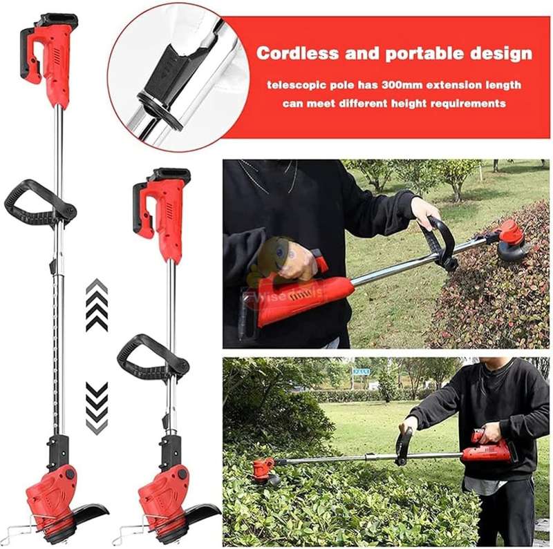 48V Rechargeable Wireless Lawn Mower and Grass Cutter, 2 X 48V Lithium Batteries & 3 Blade types