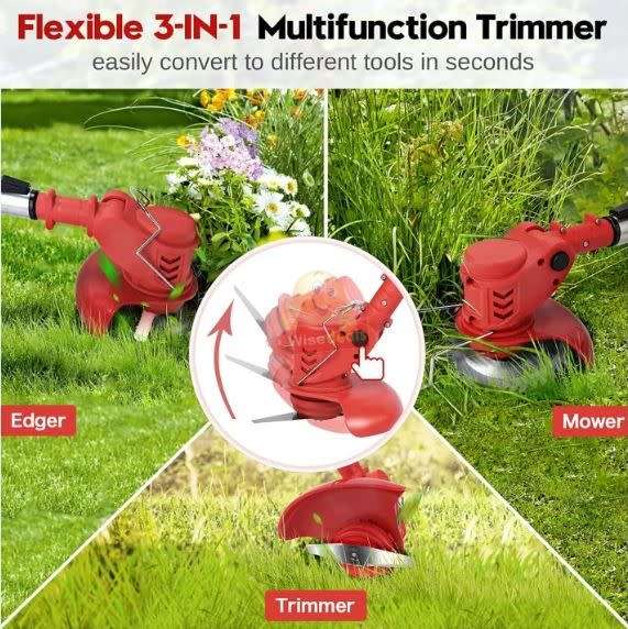 48V Rechargeable Wireless Lawn Mower and Grass Cutter, 2 X 48V Lithium Batteries & 3 Blade types
