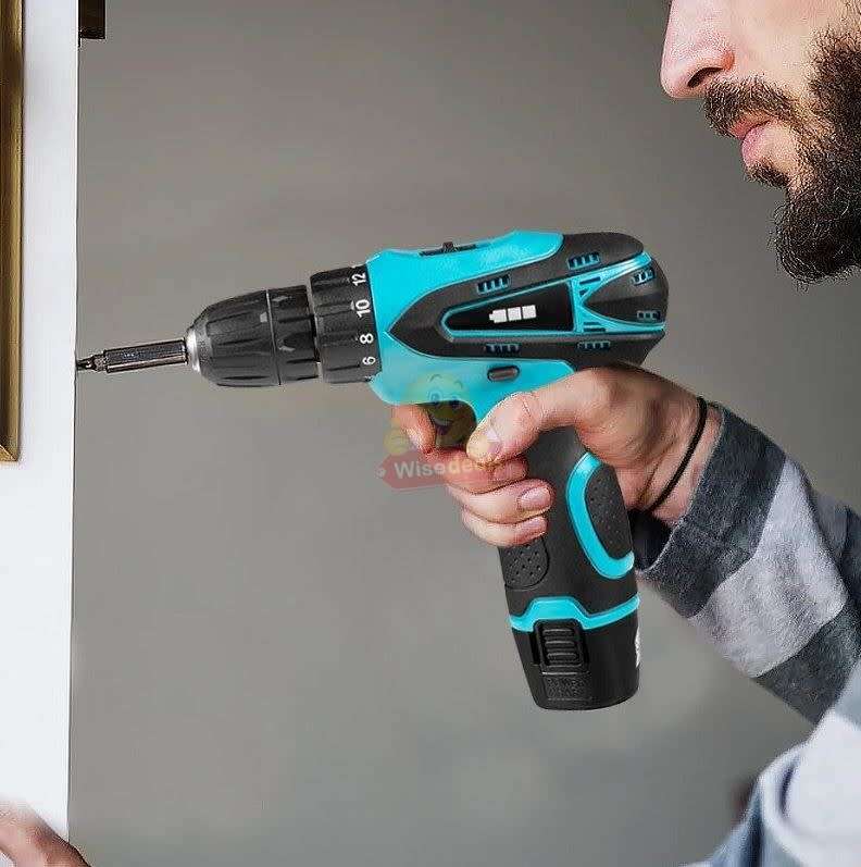 Cordless Rechargeable Drill Kit Set with 2 X 18V Lithium Batteries and Accessories