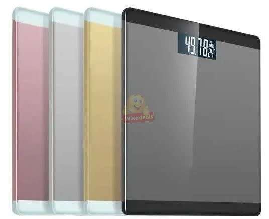 Tempered Glass Electronic Scale with LED Weight Display, Battery Reminder, with Anti-Slip Base