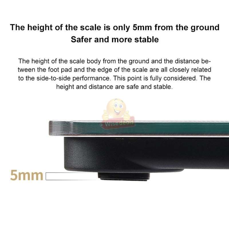 Tempered Glass Electronic Scale with LED Weight Display, Battery Reminder, with Anti-Slip Base