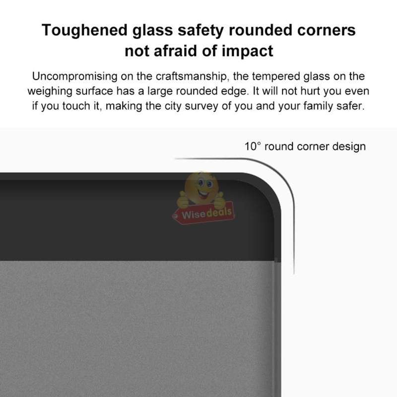 Tempered Glass Electronic Scale with LED Weight Display, Battery Reminder, with Anti-Slip Base