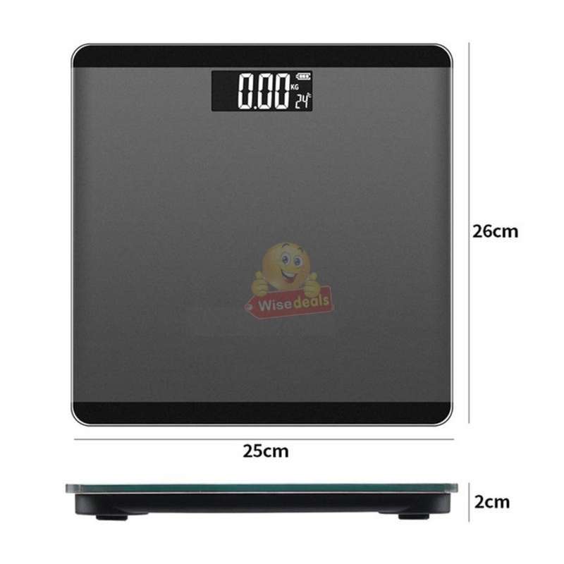 Tempered Glass Electronic Scale with LED Weight Display, Battery Reminder, with Anti-Slip Base